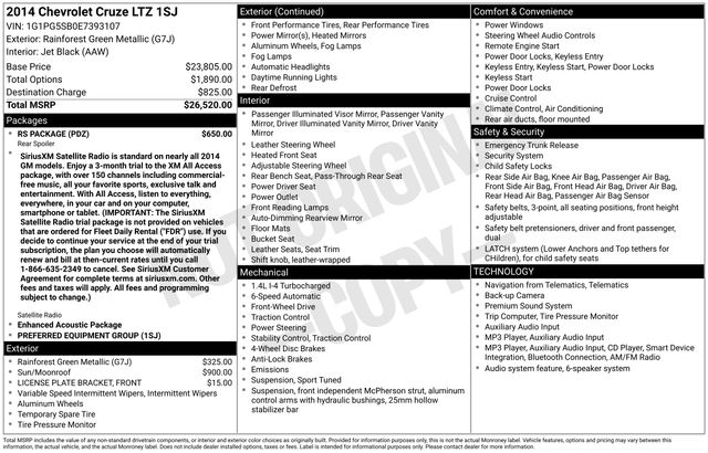 2014 Chevrolet Cruze LTZ — photo 1 of 1