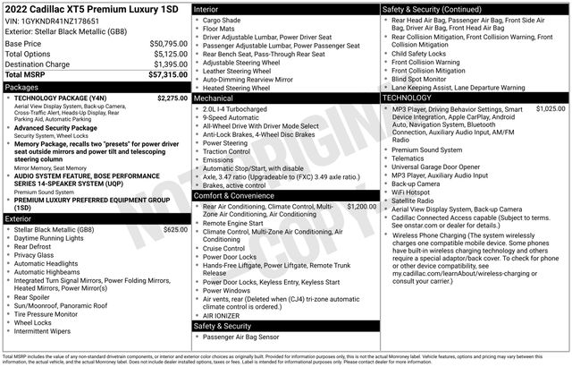 2022 Cadillac XT5 Premium Luxury — photo 1 of 1
