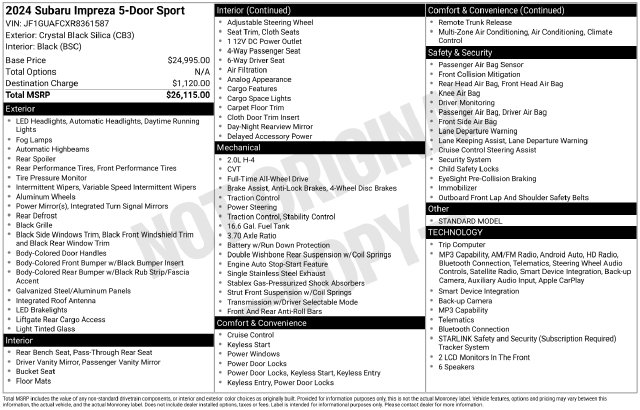 2024 Subaru Impreza Sport — photo 1 of 1