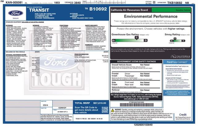 2026 Ford Transit Cargo Van 250 High Roof Extended LB RWD