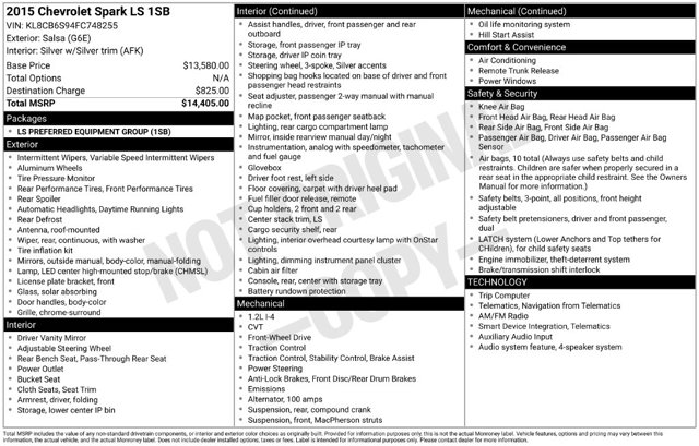 2015 Chevrolet Spark LS CVT