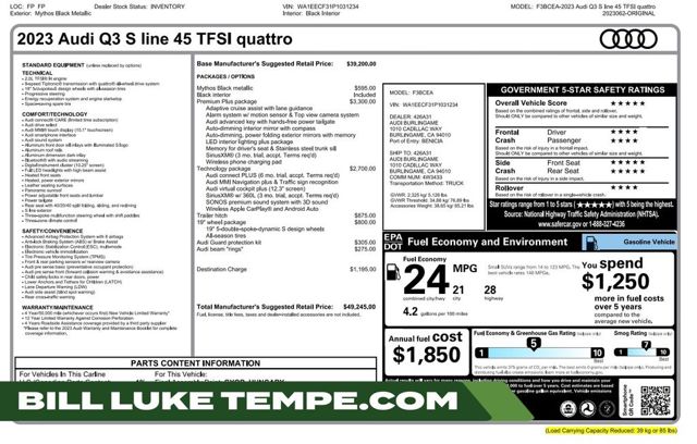 2023 Audi Q3 quattro S line Prem Plus 45 TFSI