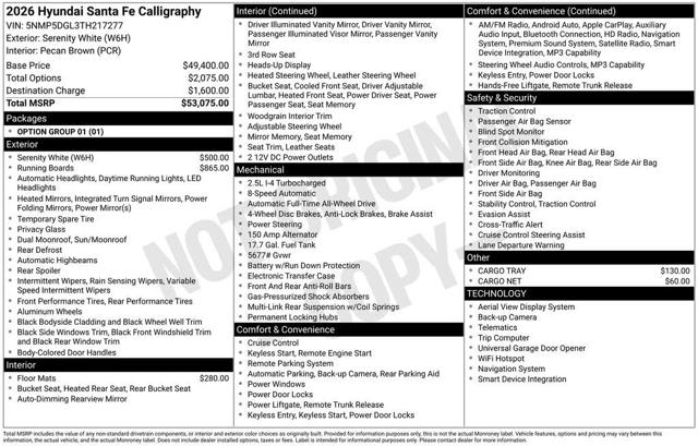 2026 Hyundai Santa Fe Calligraphy AWD