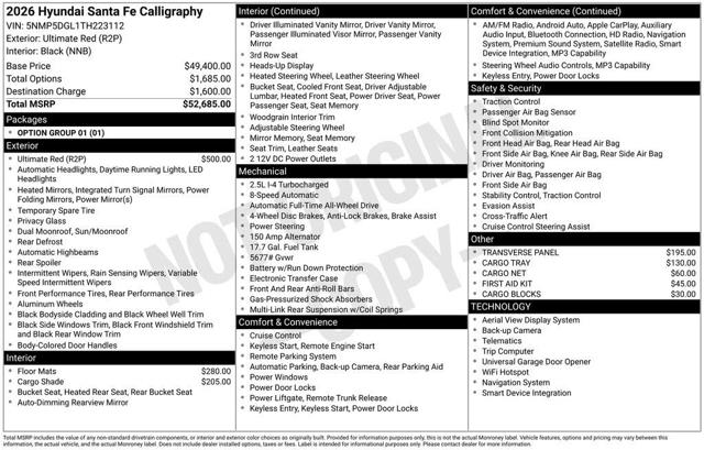 2026 Hyundai Santa Fe Calligraphy AWD