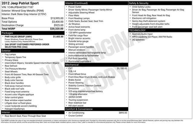 2012 Jeep Patriot Sport