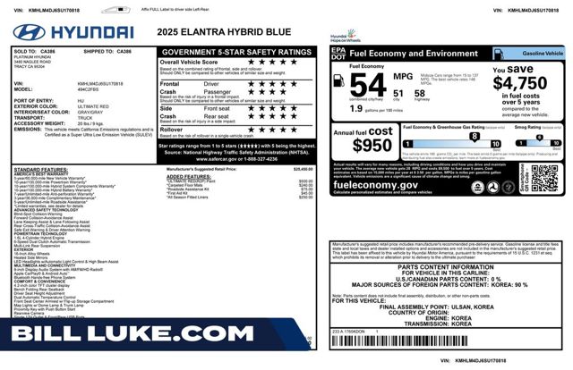 2025 Hyundai Elantra Hybrid Blue