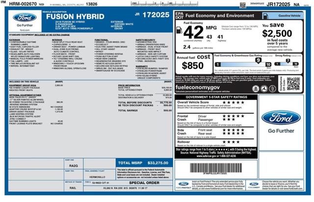 2018 Ford Fusion Hybrid SE FWD