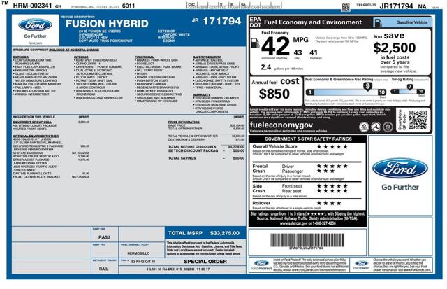 2018 Ford Fusion Hybrid SE FWD