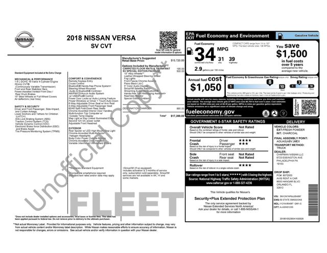 2018 Nissan Versa Sedan S Plus